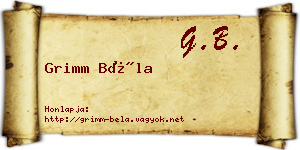 Grimm Béla névjegykártya